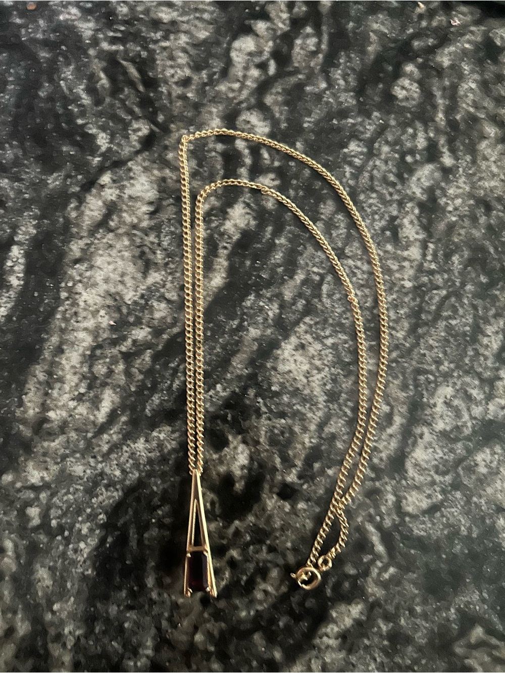 Avon Gold Plated Necklace with Purple Stone Pendant